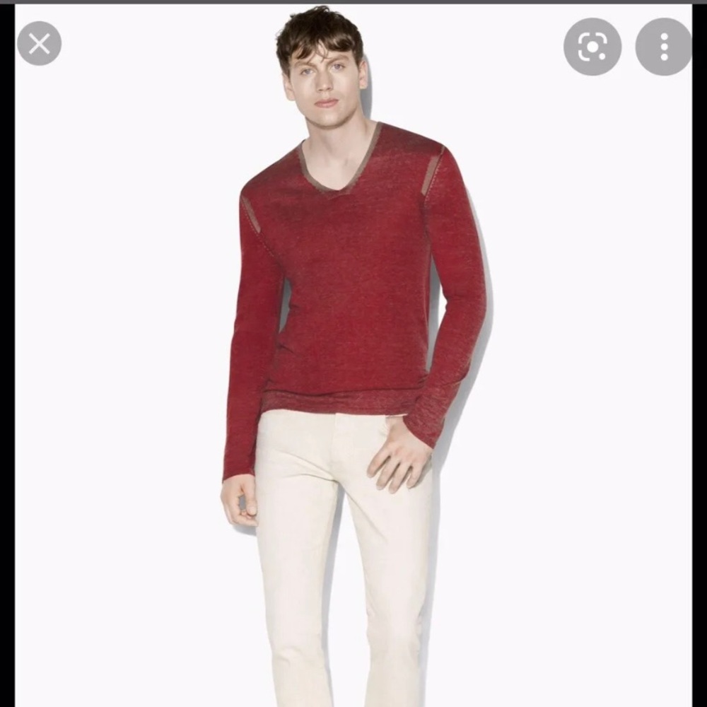 John Varvatos artisan cashmere v-neck sweater in redclay